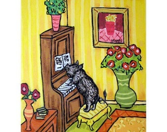 pig art print - gift for pianist - piano art - 13x19 - matte or glossy wall decor