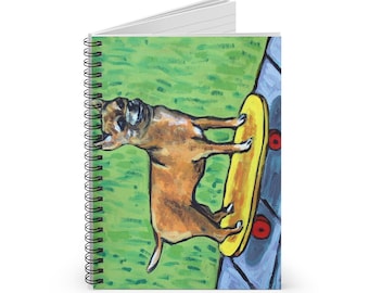 chihuahua art stand up bass dog art ARTWORK notebook journal animal gift skateboarding