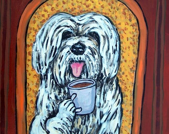 Havanese coffee dog art print animal canvas gift