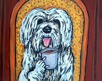 Havanese coffee dog art print animal canvas gift