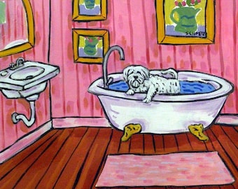 Maltese dog art tile coaster gift animal decor