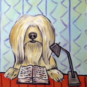 Tibet Terrier Hund Coater Fliese - Hund Geschenk - Lesen - mehrere Größen