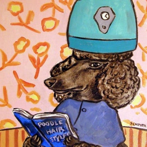 Pudel Hund Kunst - schwarzer Pudel Salon Kunst - Geburtstagsgeschenk - Untersetzer-Kachel - Geschenk für Hundeliebhaber