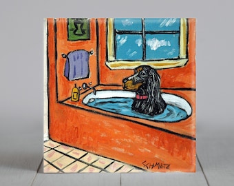 gordon setter - dog lover gift - coaster tile - animal decor - home accent - bathroom decor - square tile - modern folk