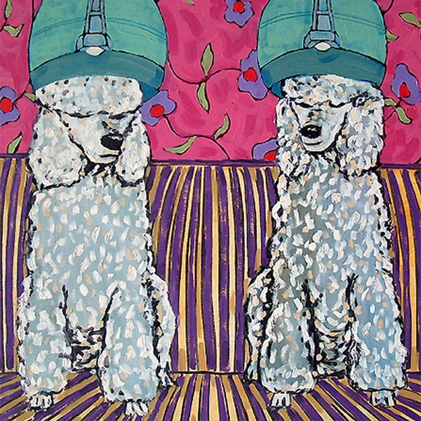 Poodles at the Salon   dog art print