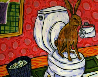 bunny tile - bunny art - Bunny Bathroom - Rabbit Art coaster tile - bunny gift