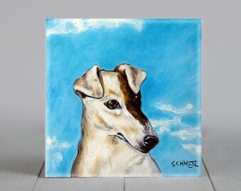 Smooth Fox Terrier dog art coaster tile gift - multiple sizes available