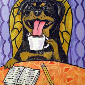 Rottweiler canvas print, rottweiler art, dog canvas wall art, animal decor, ready to hang, dog decor, coffee art print