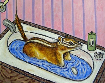 least chipmuk coaster tile - bathroom decor - birthday gift for him or her - multiple sizes vailable