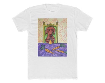 dachshund at the juice bar dog  animal art artwork gift clothing apparel t-shirt tee shirt