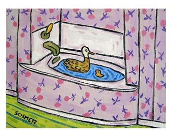 Duck art bather canvas wall art ready to hang by schmetzpetz