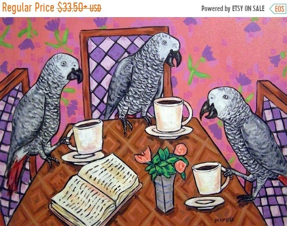 PARAKEET bird art tile coaster gift living roon JSCHMETZ PARAKEET bird art tile coaster gift living roon JSCHMETZ