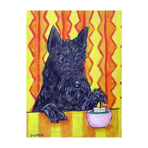 Scottish Terrier Steeping Green Tea Dog Art Print