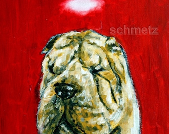 dog memorial, shar pei art, dog with halo, canvas art printwall art dog, canvas dog print, shar pei painting, shar pei art, angel dog, art