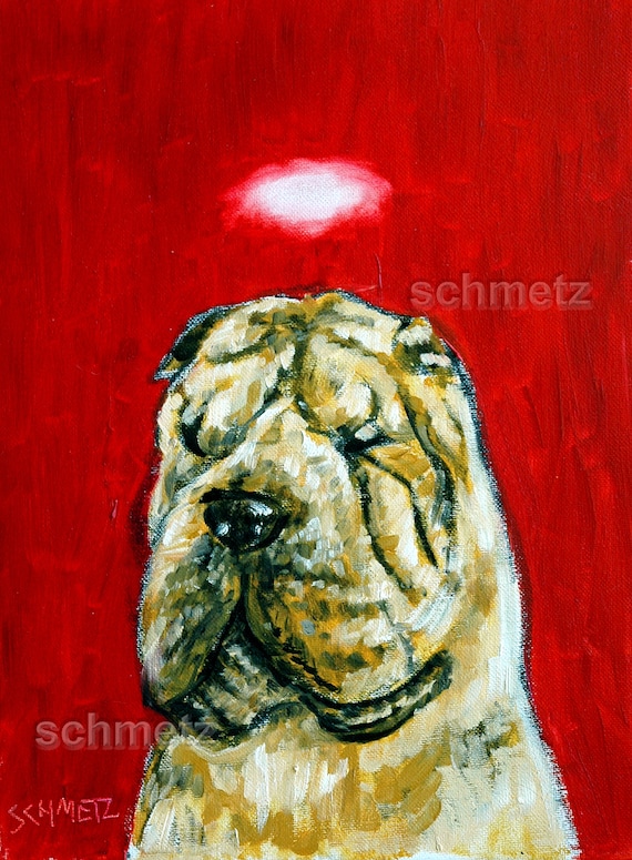 dog memorial shar pei art dog with halo canvas art printwall art dog canvas dog print shar pei painting shar pei art angel dog art