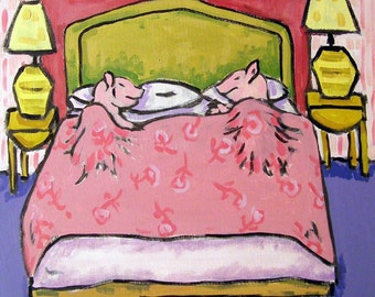 Pink Pig Sleeping Animal Art coaster tile - animal lover gift - multiple sizes