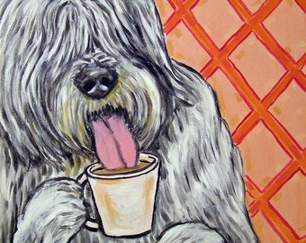 Russian Sheepdog,sheepdog coffee, russian coffee, dog art, canvas print, canvas dog wall art, coffee decor, animal art , fine art print