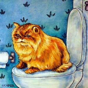 Chinchilla cat tile coaster in the bathroom animal pet art decor image 2