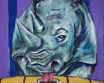 Rhino art, rhino print,Rhino coffee, animal canvas art print, rhinoceros