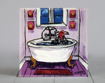 vulture, buzzard,art,artowkr,tile, coaster, bather, bathroom decor, animal decor, buzzard lover gifts, vulture lover gifts