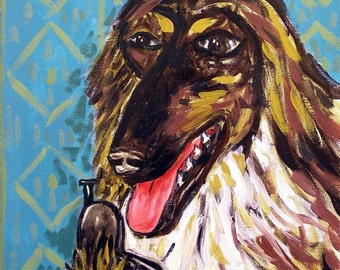 Afghan Hound,afghan hound art, afghan hound tile, ceramic tile,modern dog art,folk art , dog, dog print, on tile