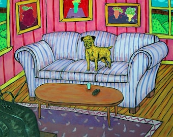 Border Terrier art PRINT poster gift dog living room JSCHMETZ modern folk