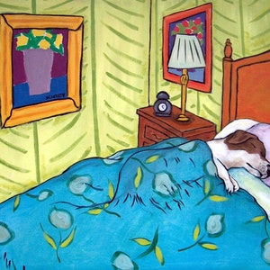 Jack russell dog sleeping art canvas print gift modern Giclee- ready to hang by Jay Schmetz