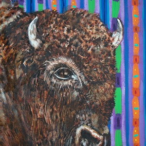 Arte de bisonte, impresión de bisonte, decoración de animales de café, listo para colgar por schmetzpetz