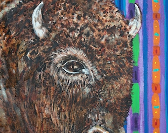 Bison art, bison print, coffee animal decor, readyto hang by schmetzpetz