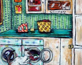 cat art - siamese cat laundry room decor farmhouse art print - stretched canvas or paper print