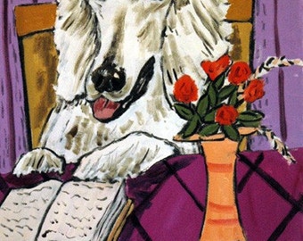 Poodle Reading Dog Art Print - 13x10 - matte or glossy print - fathers day - home office - gift for dog owner