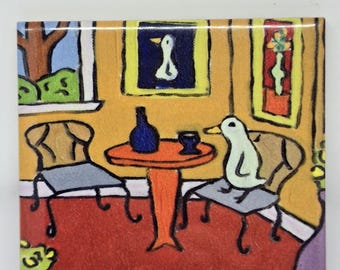 Duck gift coaster tile art gift