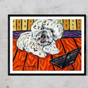 bichon frise dog art print by schmetzpetz, multiple sizes