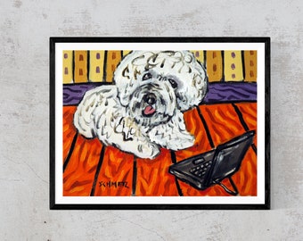 bichon frise dog art print by schmetzpetz, multiple sizes