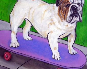 bulldog art - Bulldog / art / TILE / coaster / gift / skateboarding / bulldog tile / bulldog coaster / dog art