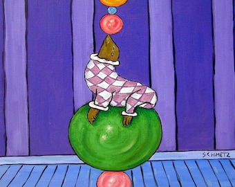Sea Lion Jester Balancing Act Animal Art coaster tile Gift