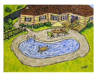 Turtle Pool Party Animal Art Print