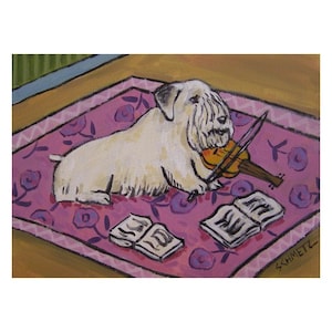 Sealyham terrier canvas print - violin player - dog art gift