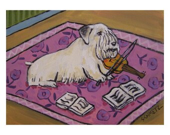 Sealyham terrier canvas print - violin player - dog art gift