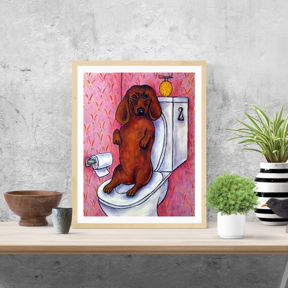 DACHSHUND dog violin 8x10 artist art print impressionism animals