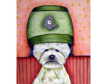 West Highland White Terrier at the Salon Dog Art Print