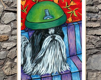 dog canvas print, shih tzu art, pet salon, veterinary decor, shih tzu print, shih tzu canvas, print dog, fine art print, shih tzu miniature