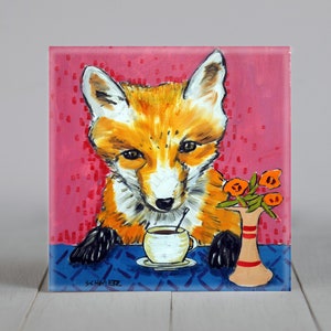Fox Coaster Tile - Animal Home Decor - Gift Idea