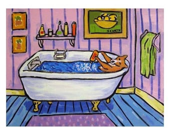 basenji art - Basenji Taking a Bath Dog Art Print