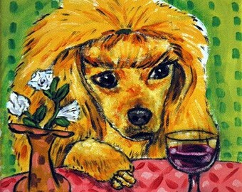 Auburn Poodle Dog Art Ceramic Coaster Tile - Wine Bar Animal -  Gift Item