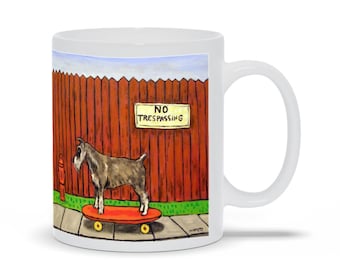 Schnauzer Skateboarding dog art mug artwork decor gift - 11 oz or 15 oz