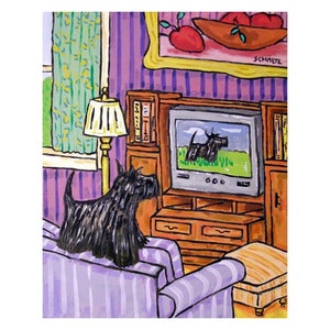 Scottish Terrier dog art print - living room  decor matre or glossy finish - birthday gift for dog owner