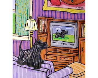Scottish Terrier dog art print - living room  decor matre or glossy finish - birthday gift for dog owner