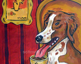 Impression sur toile Bretagne, art mural café, décor animalier, cadeau d'amant de chien, décor de chien, art mural de chien, impression d'art de chien, impression de bretagne, peinture de chien