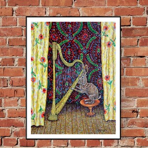 Bunny jack rabbit harp art artwork